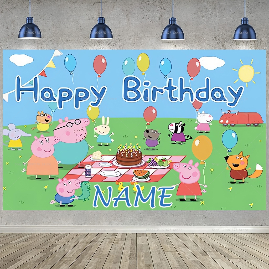 Baby Food Recipes - Custom Name Cartoon Peppa Pig Backdrops
