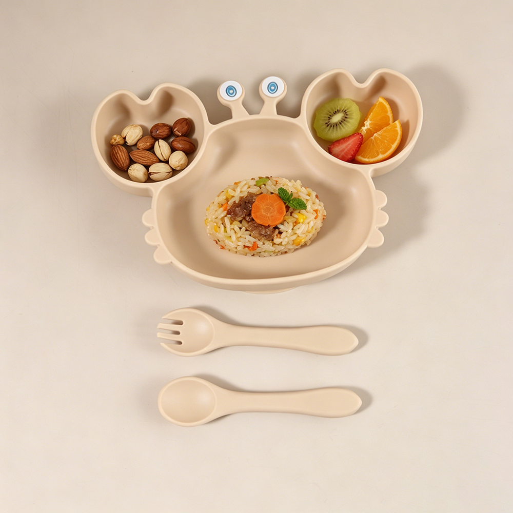 Baby Food Chart - Cute Crab Shaped Silicone Baby Plate