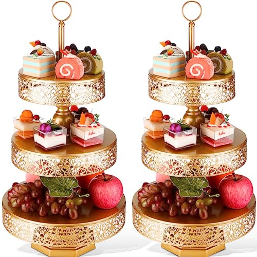 Baby Food Tray - 2 Pcs Cupcake 3 Tiered Metal